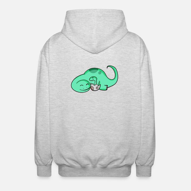 Dinosaure avec bébé dinosaure - Veste à capuche unisexe - gris clair chiné