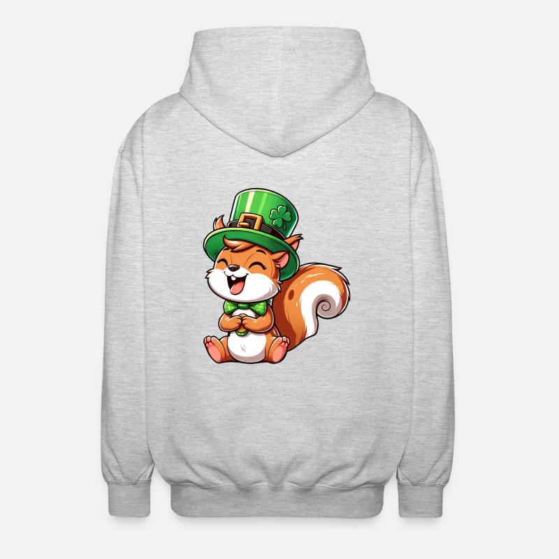 Freches Eichhörnchen St. Patricks - Unisex Kapuzenjacke - Hellgrau meliert
