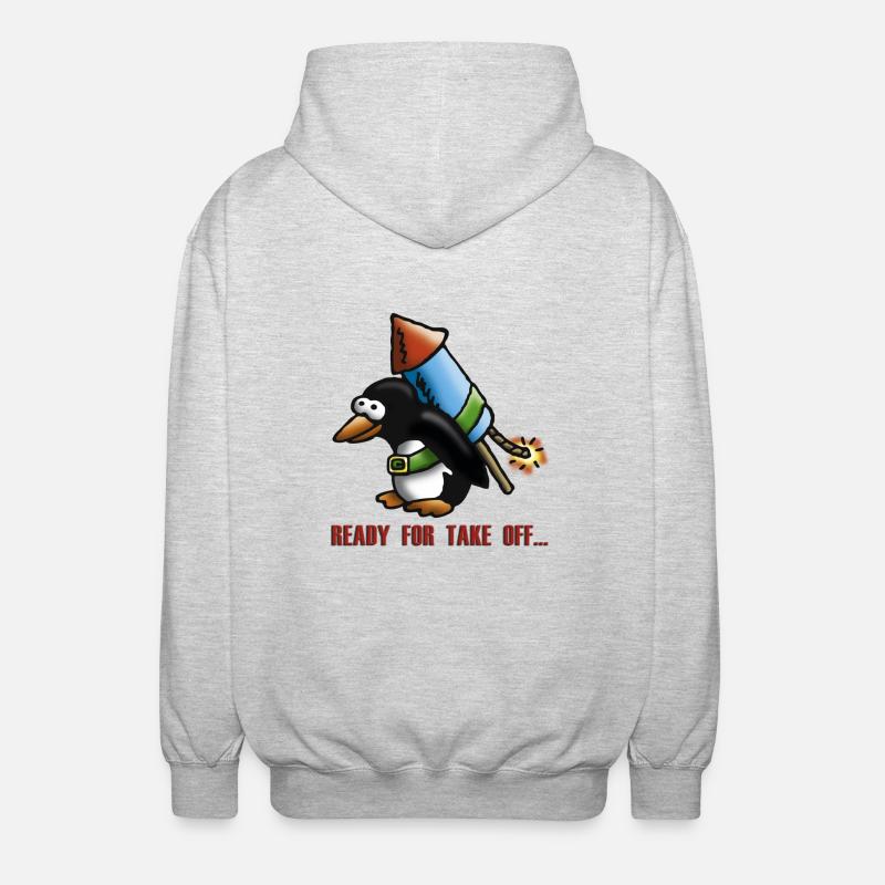 rocket_pinguin_e - Unisex Kapuzenjacke - Hellgrau meliert