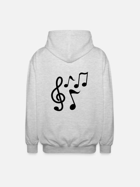 Noten - Musik - Unisex Kapuzenjacke - Hellgrau meliert