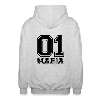 Maria - Name - Unisex Hooded Jacket - light heather grey - Back - AI Model Male 185 light (185cm)