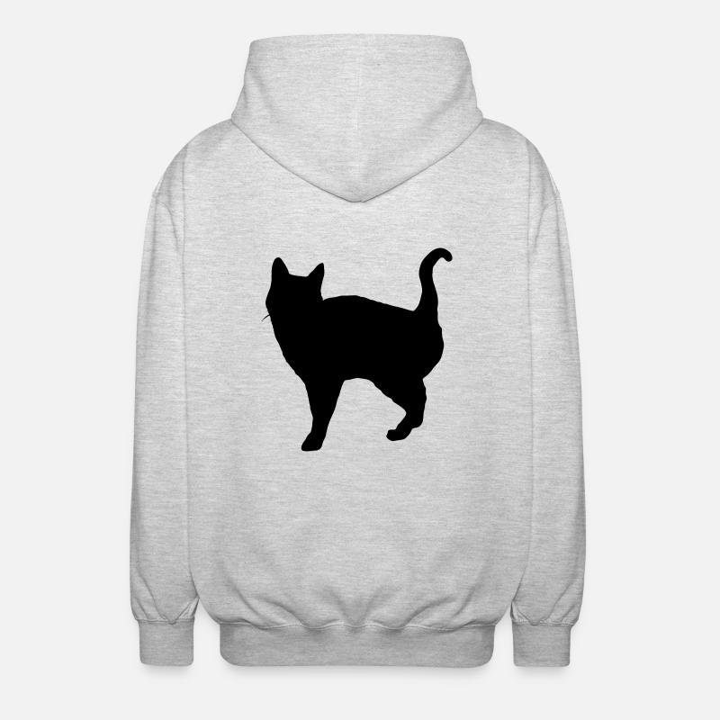 Vector Cat Silhouette - Unisex Hooded Jacket - light heather grey