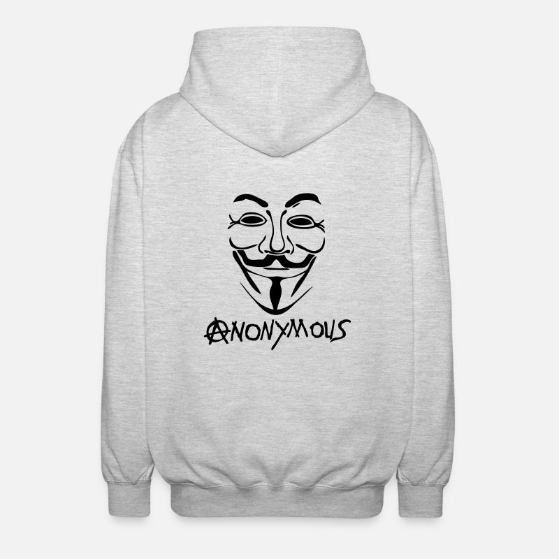logo anarchy anonymous masque mask - Veste à capuche unisexe - gris clair chiné