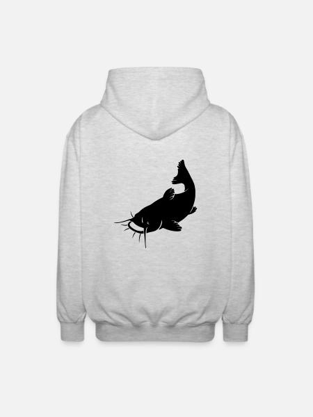 Catfish Silhouette - Unisex Kapuzenjacke - Hellgrau meliert