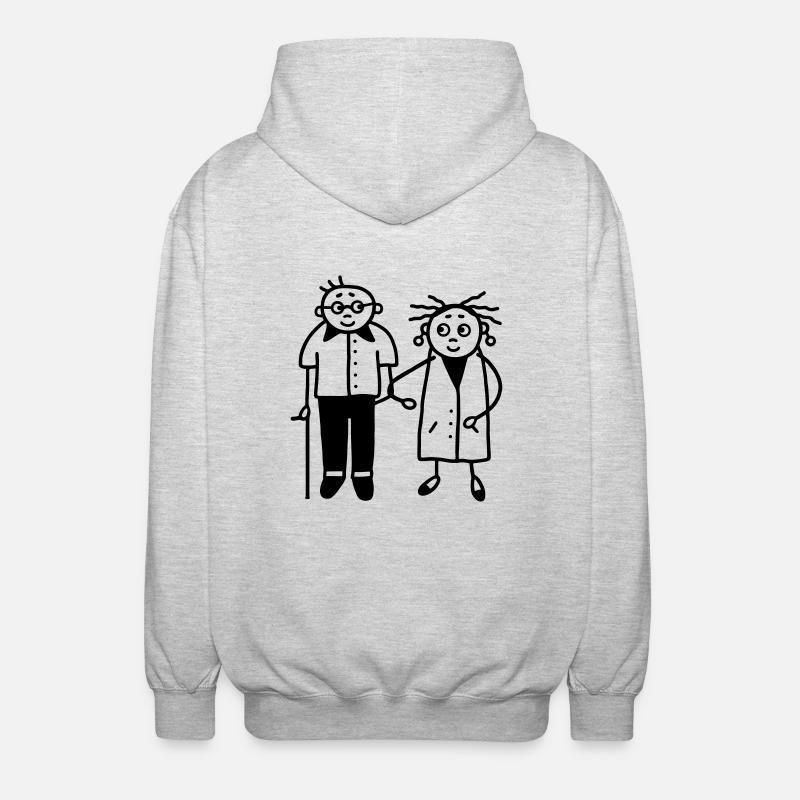 Altenpflegerin mit Opa - Unisex Kapuzenjacke - Hellgrau meliert