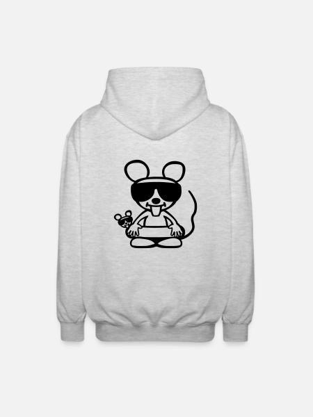 Coole Maus im Urlaub - Unisex Kapuzenjacke - Hellgrau meliert