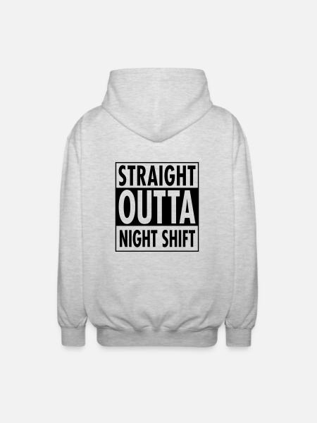 Straight Outta Night Shift - Unisex Kapuzenjacke - Hellgrau meliert