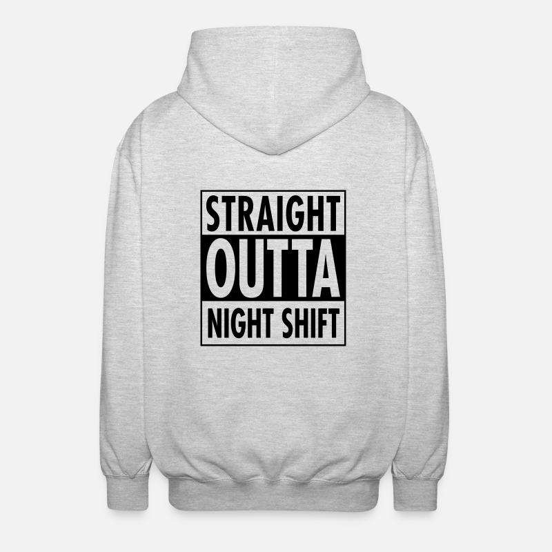 Straight Outta Night Shift - Unisex Hooded Jacket - light heather grey