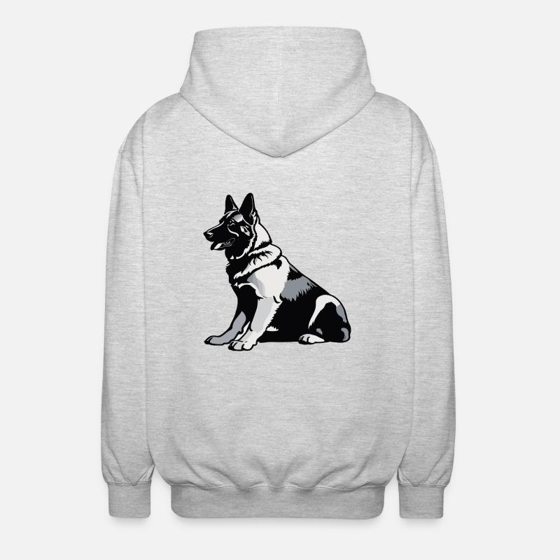 Sitting German Shepherd - Pet Sticker - Unisex Kapuzenjacke - Hellgrau meliert