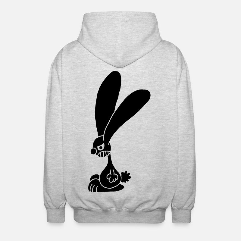 Grumpy Black Rabbit - Unisex Hooded Jacket - light heather grey