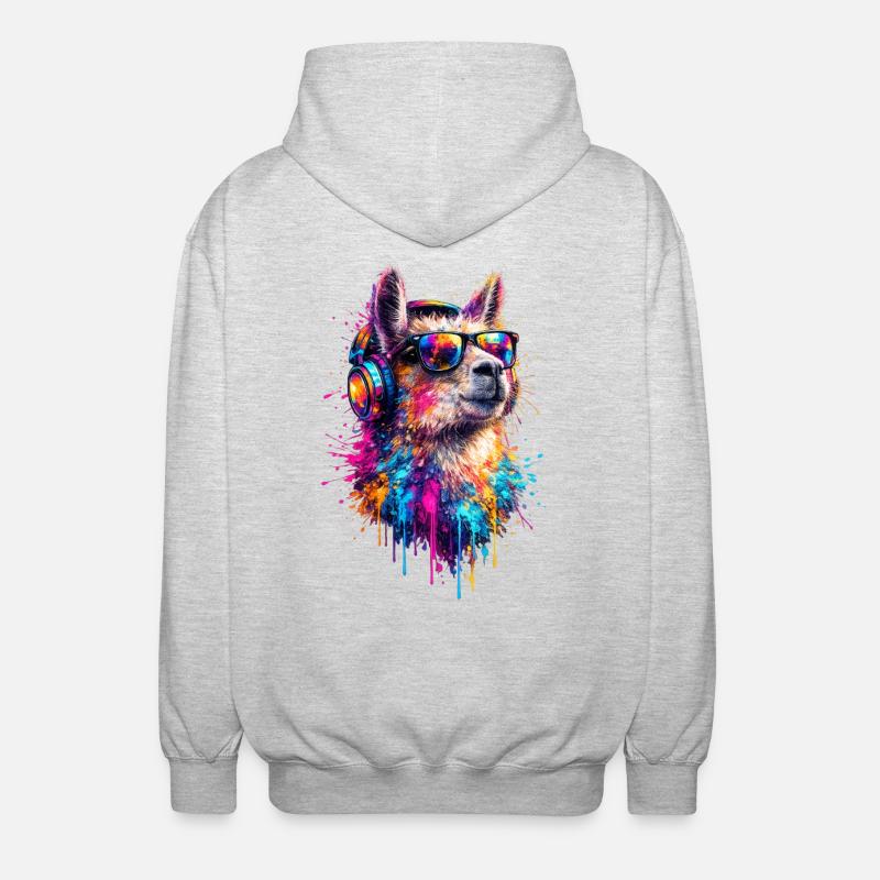 Pop Art des lamas - Veste à capuche unisexe - gris clair chiné