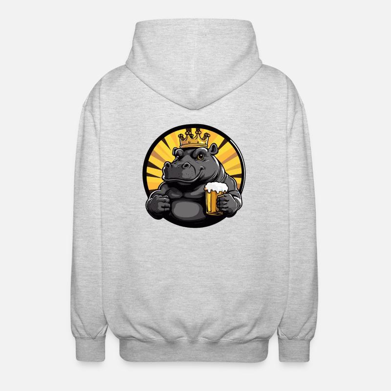 Nilpferd Bier - Unisex Kapuzenjacke - Hellgrau meliert