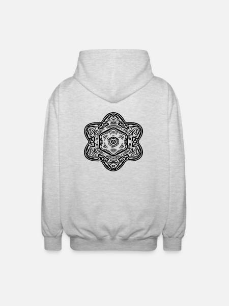Geometric Mandala Flowers Pattern Shape - Unisex Hooded Jacket - light heather grey