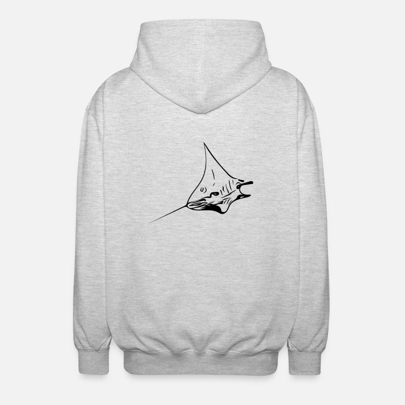 Eleganter Mantarochen im Flug - Unisex Kapuzenjacke - Hellgrau meliert