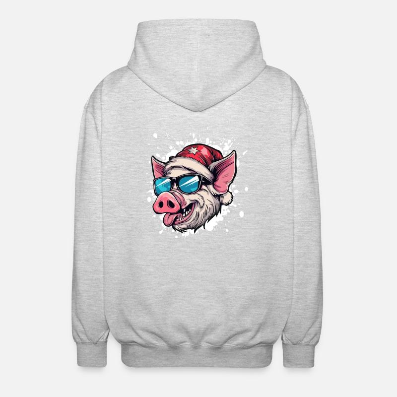 Cochon Noël Drôle - Veste à capuche unisexe - gris clair chiné