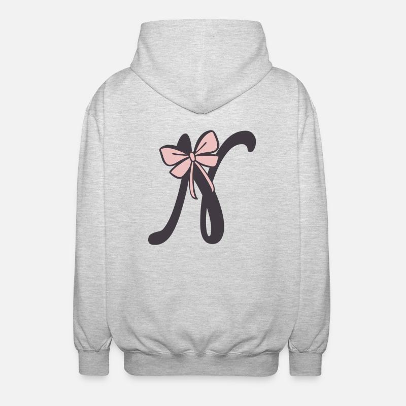 Anfangsbuchstabe N Schleifchen - Unisex Kapuzenjacke - Hellgrau meliert