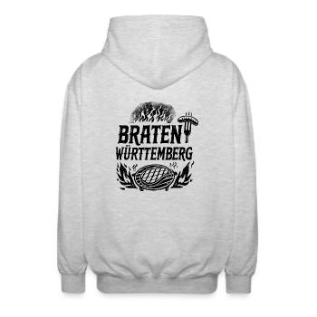 Braten Württemberg Grillen und Kochen - Unisex Kapuzenjacke - Hellgrau meliert - Hinten - AI Model Male 185 light (185cm)