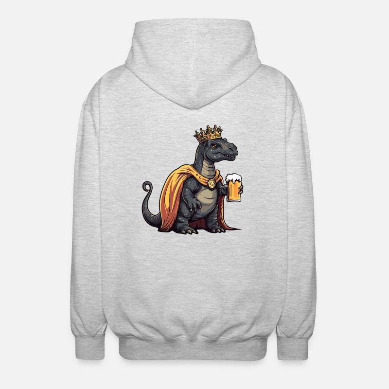 Dinosaurier brontosaurus Bier Lustig - Unisex Kapuzenjacke - Hellgrau meliert