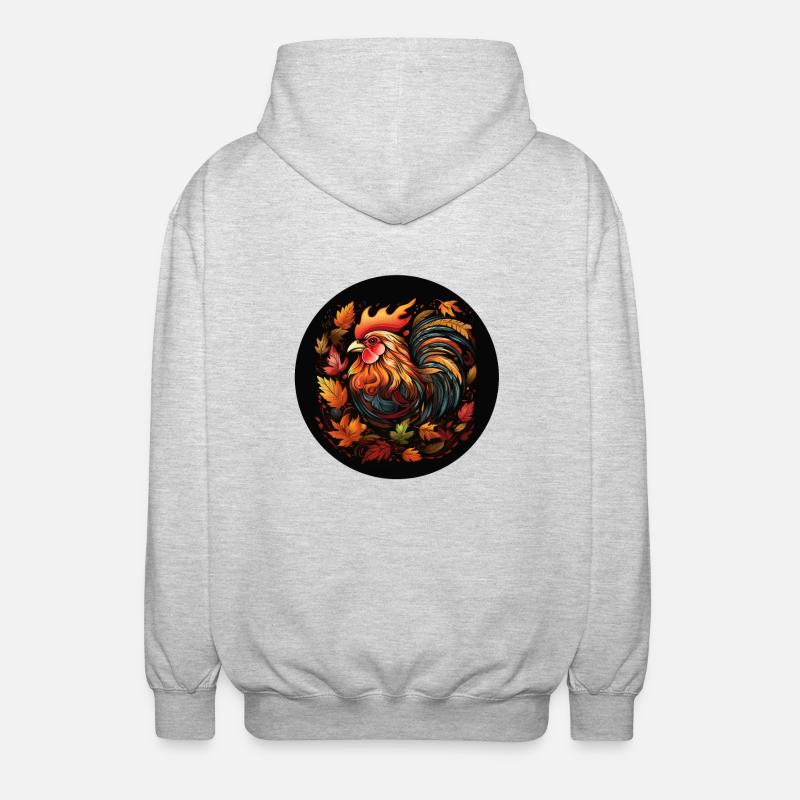Poulet d’automne à partir de feuilles panachées - Veste à capuche unisexe - gris clair chiné