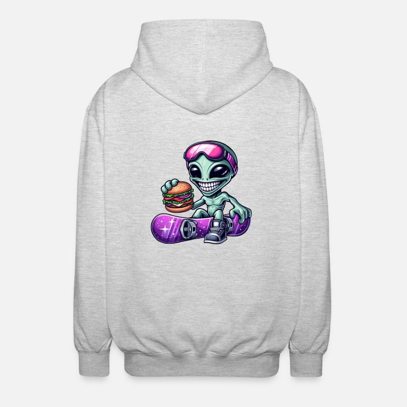 Alien Snowboarder Hamburger Restauration Rapide - Veste à capuche unisexe - gris clair chiné