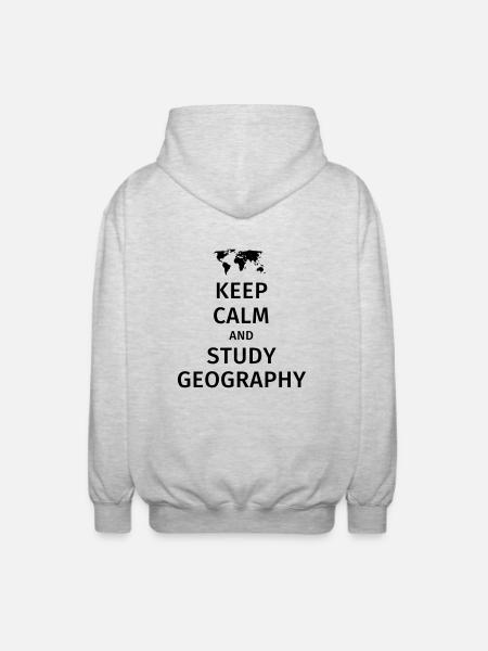 keep calm and study geography - Unisex Hooded Jacket - light heather grey