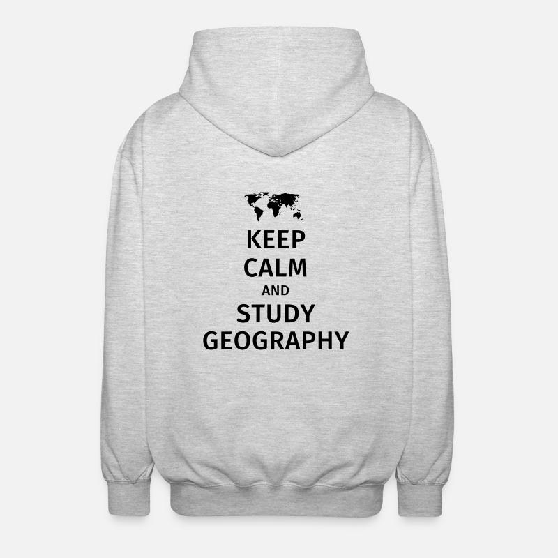 keep calm and study geography - Unisex Hooded Jacket - light heather grey