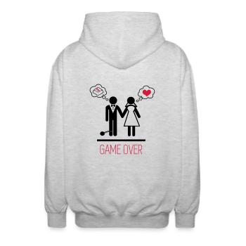 Game over - Junggesellenabschied,Junggesellinnenab - Unisex Kapuzenjacke - Hellgrau meliert - Hinten - AI Model Male 185 light (185cm)