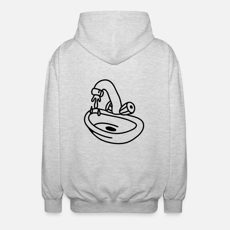 Wasserhahn - line - Unisex Kapuzenjacke - Hellgrau meliert