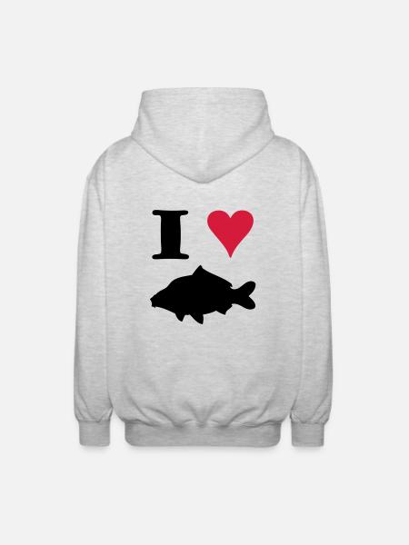 I Love Carp ! - Veste à capuche unisexe - gris clair chiné