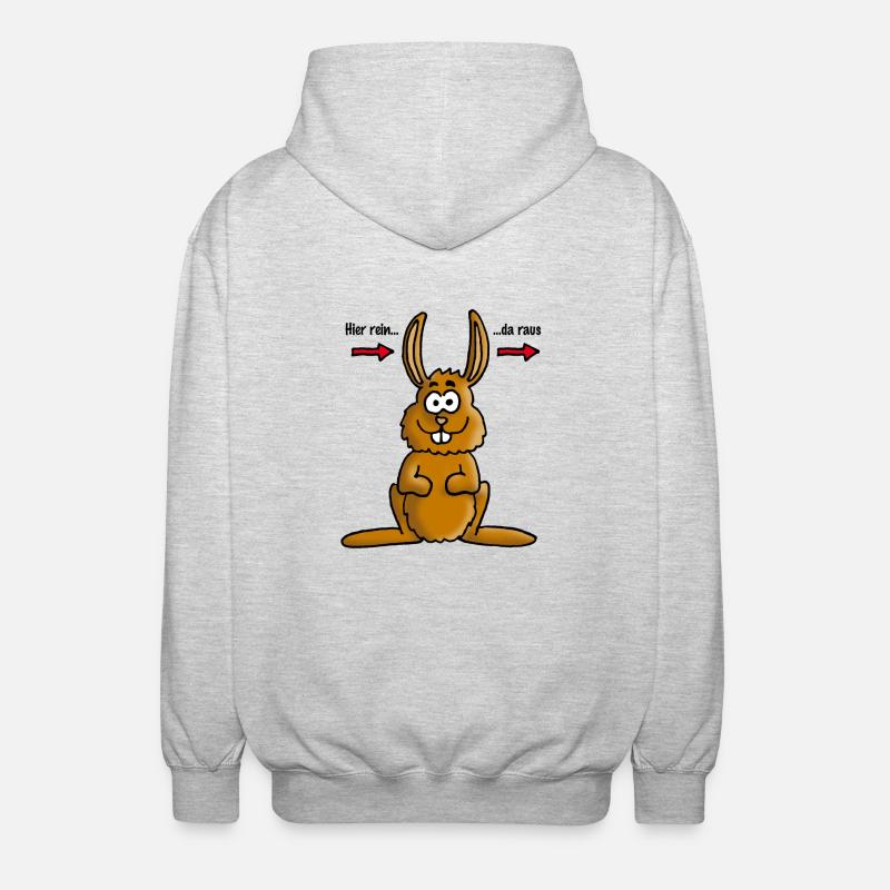 hase_02_e - Unisex Kapuzenjacke - Hellgrau meliert