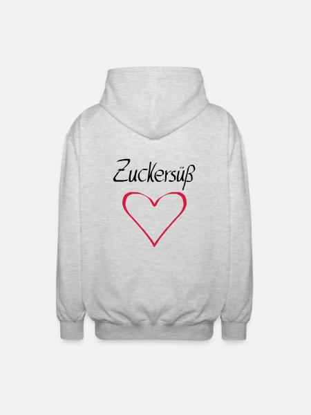 zuckersuess herz - Unisex Kapuzenjacke - Hellgrau meliert