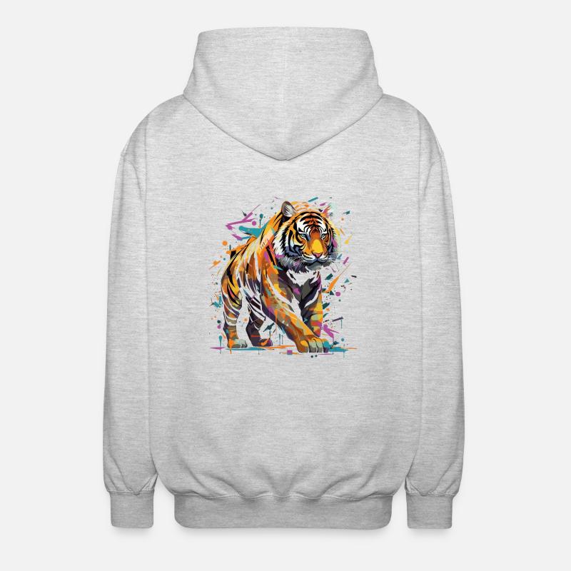 Wütender Tiger. Wut im Graffiti-Stil. - Unisex Kapuzenjacke - Hellgrau meliert