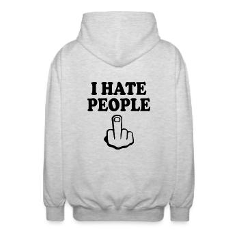 I hate people - Unisex Kapuzenjacke - Hellgrau meliert - Hinten - AI Model Male 185 light (185cm)