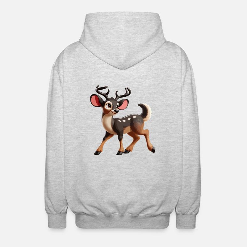 Rothirsch Cervus elaphus juvenil - Unisex Kapuzenjacke - Hellgrau meliert