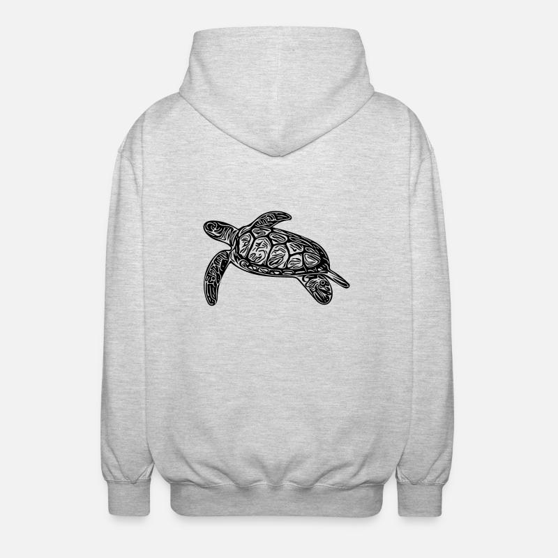 Small floating turtle - Unisex Hooded Jacket - light heather grey