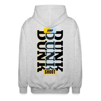 Jump Dunk Shoot - Unisex Hooded Jacket - light heather grey - Back - AI Model Male 185 light (185cm)