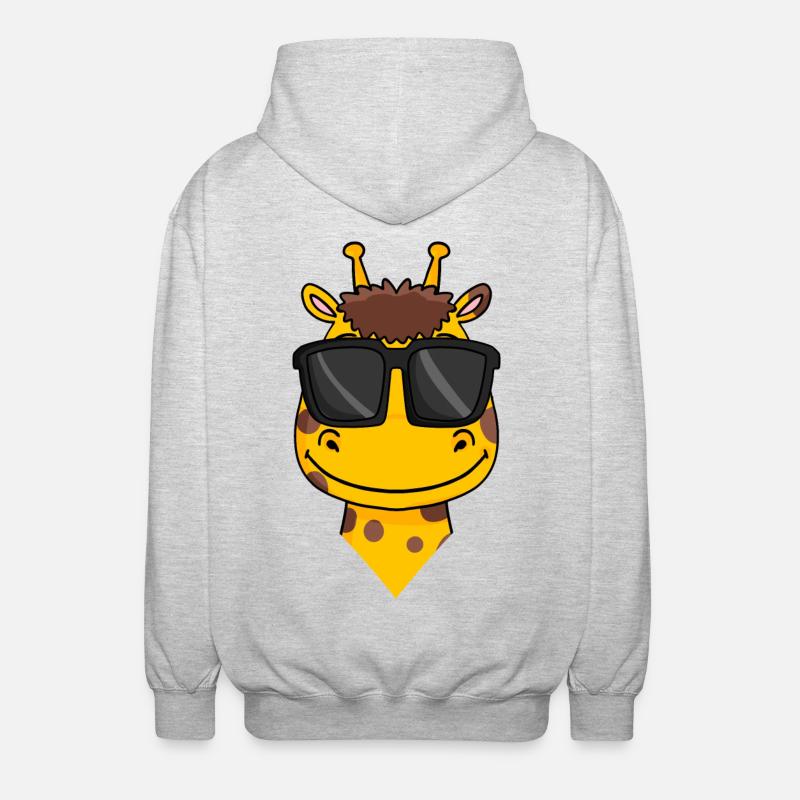Giraffe mit Brille - Unisex Kapuzenjacke - Hellgrau meliert