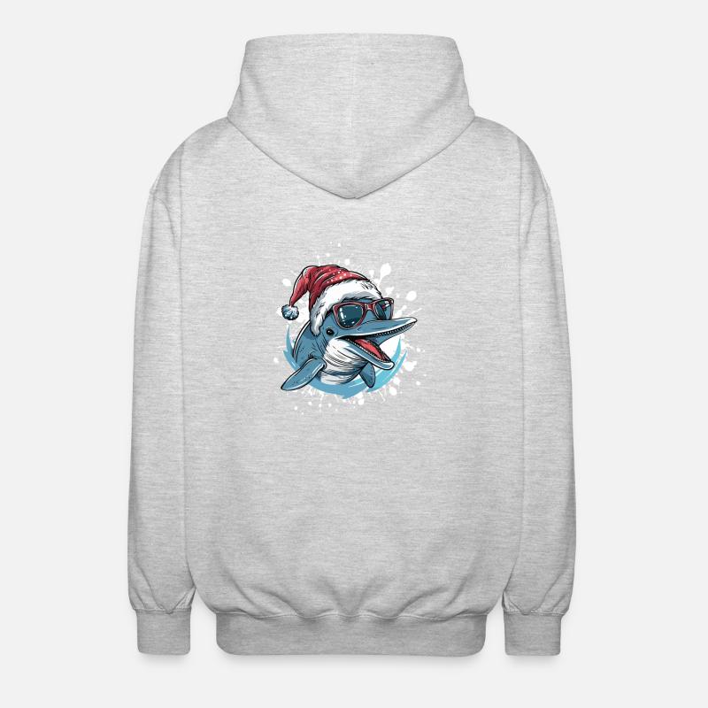 Dauphin Noël Drôle - Veste à capuche unisexe - gris clair chiné
