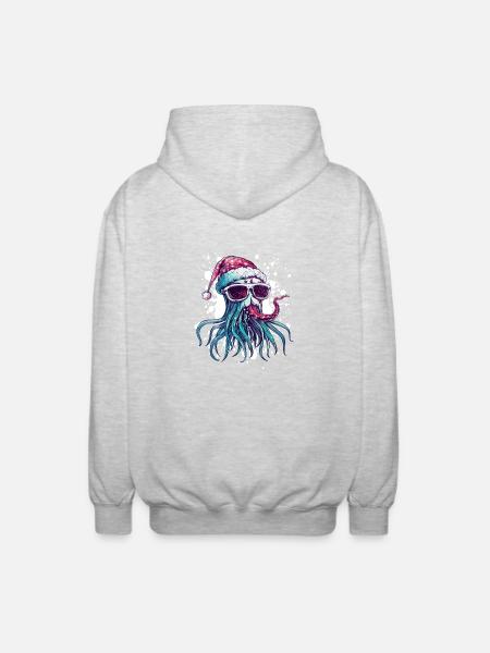 Méduse Noël drôle - Veste à capuche unisexe - gris clair chiné