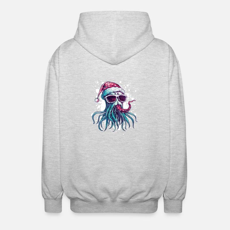 Méduse Noël drôle - Veste à capuche unisexe - gris clair chiné