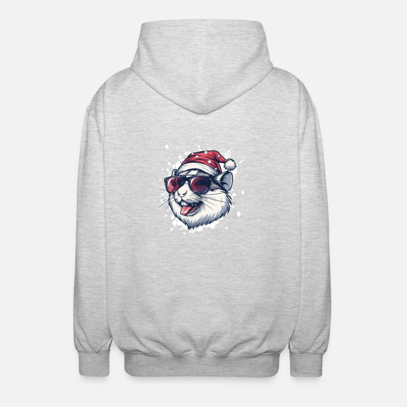 Hamster Noël drôle - Veste à capuche unisexe - gris clair chiné