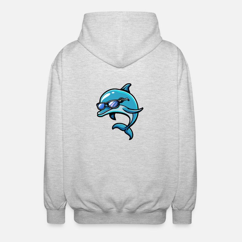 Dolphin Cool Comic - Unisex Hooded Jacket - light heather grey