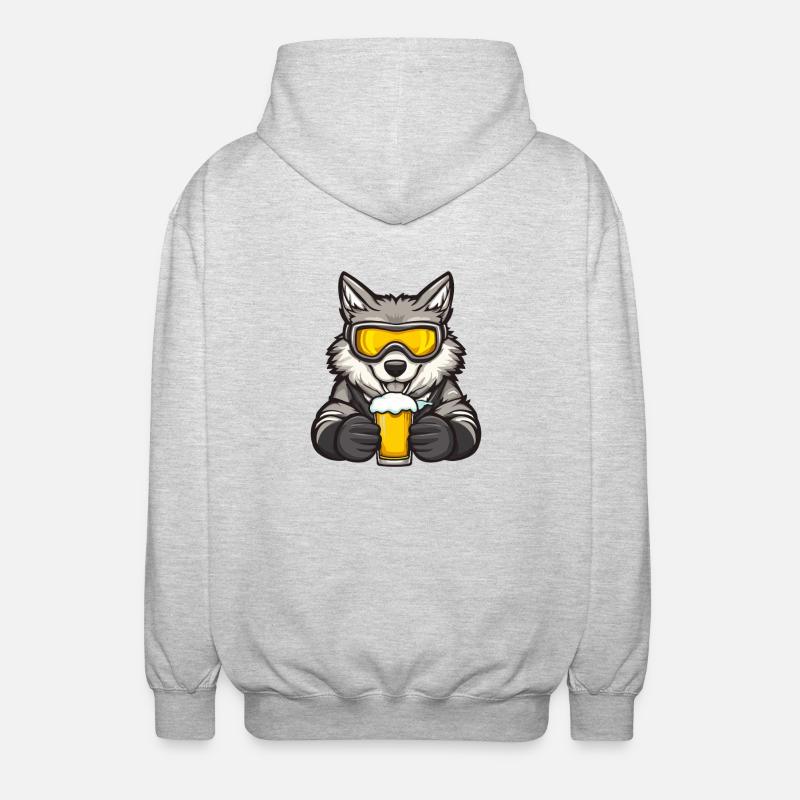 Wolf Après-Ski Bière Bande Dessinée - Veste à capuche unisexe - gris clair chiné