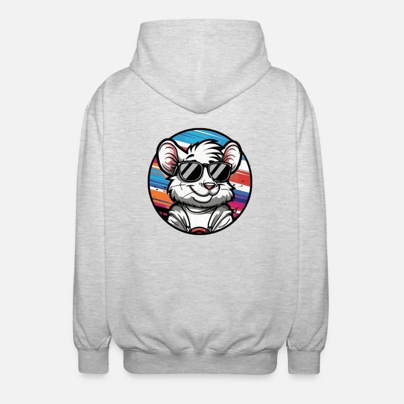 Maus Comic Cool Sommer - Unisex Kapuzenjacke - Hellgrau meliert