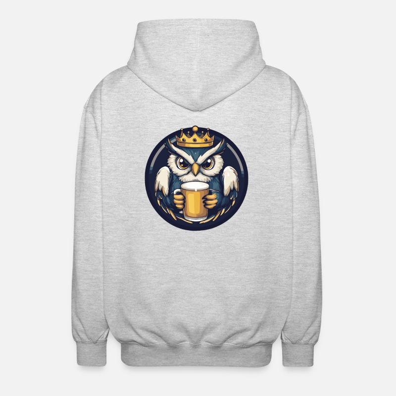 Eule Bier - Unisex Kapuzenjacke - Hellgrau meliert