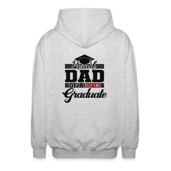 Proud Dad Of A 2023 Graduate Graduation For Men - Unisex Hooded Jacket - light heather grey - Back - AI Model Male 185 light (185cm)