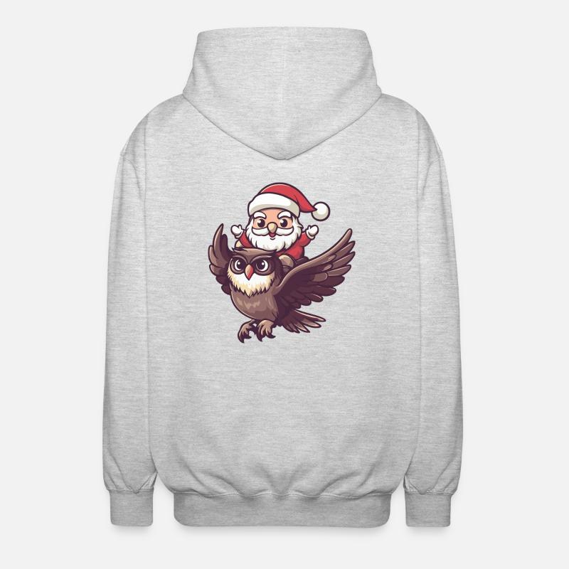 Eule Weihnachtsmann - Unisex Kapuzenjacke - Hellgrau meliert