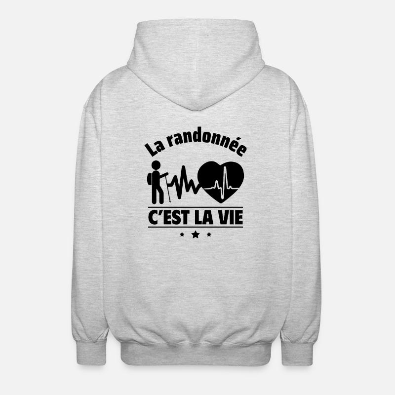 La randonnée, c'est la vie,randonneur,randonneuse - Veste à capuche unisexe - gris clair chiné