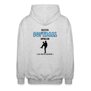 Softball Spieler Bester Softballer Geburtstag - Unisex Kapuzenjacke - Hellgrau meliert - Hinten - AI Model Male 185 light (185cm)