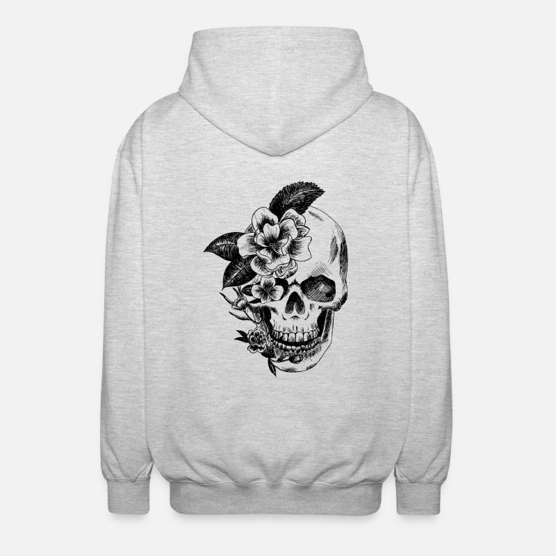 crane et fleurs - Veste à capuche unisexe - gris clair chiné
